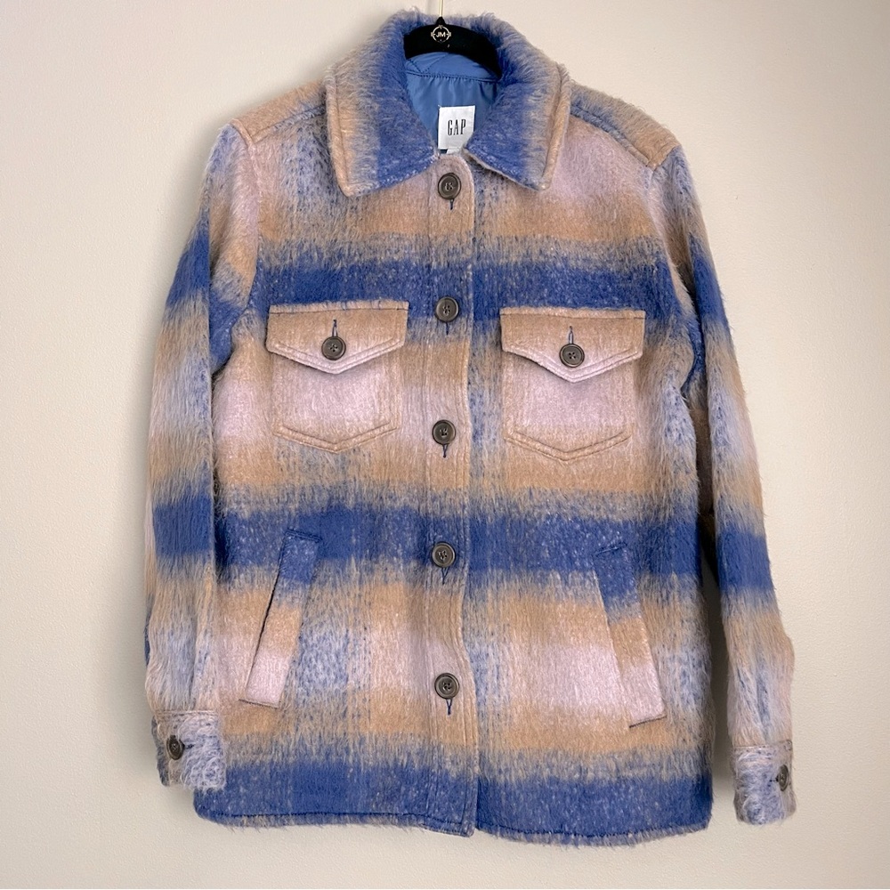 Gap Oversized Plaid Western Grunge Shacket Jacket – Multicolor Blue, Women’s XS